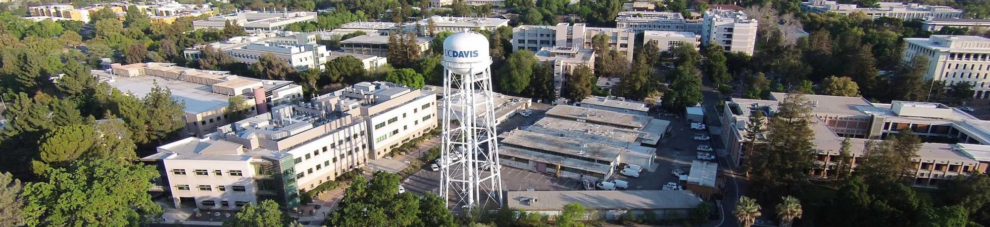 Aerial Shot of UC Davis Water Tower and Campus